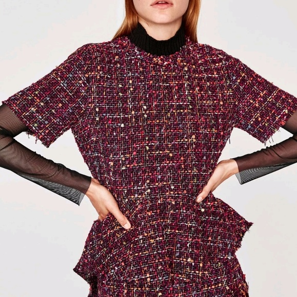 tweed peplum top